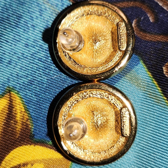 BURBERRY🇬🇧 Round Earrings with Rhinestone Center 🇬🇧 - Picture 3 of 5
